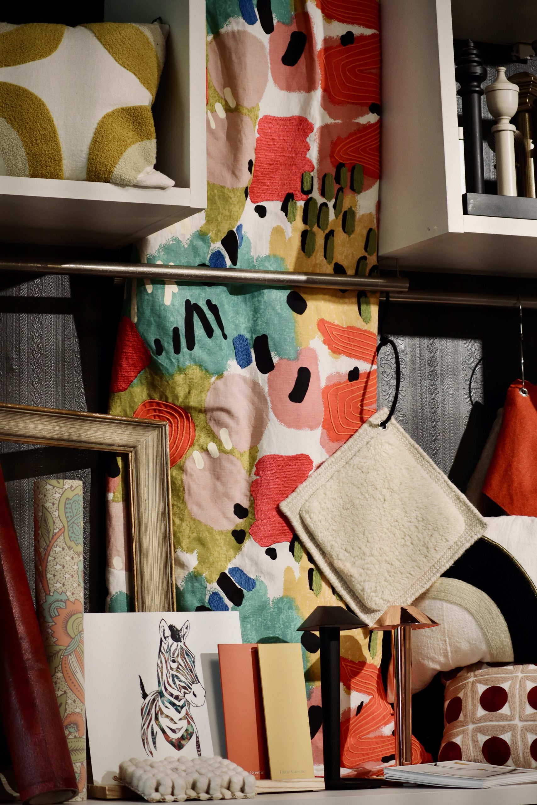 Tissu pour coussin et rideau, salle au showroom